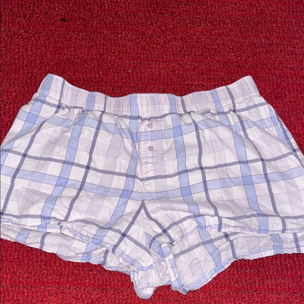 Colsie Blue and White Plaid Women's Shorts